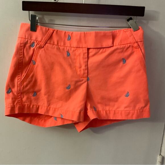 J. Crew Embroidered Sailboat Chino Jean Short 2 Nautical Preppy Classicore - Picture 1 of 9